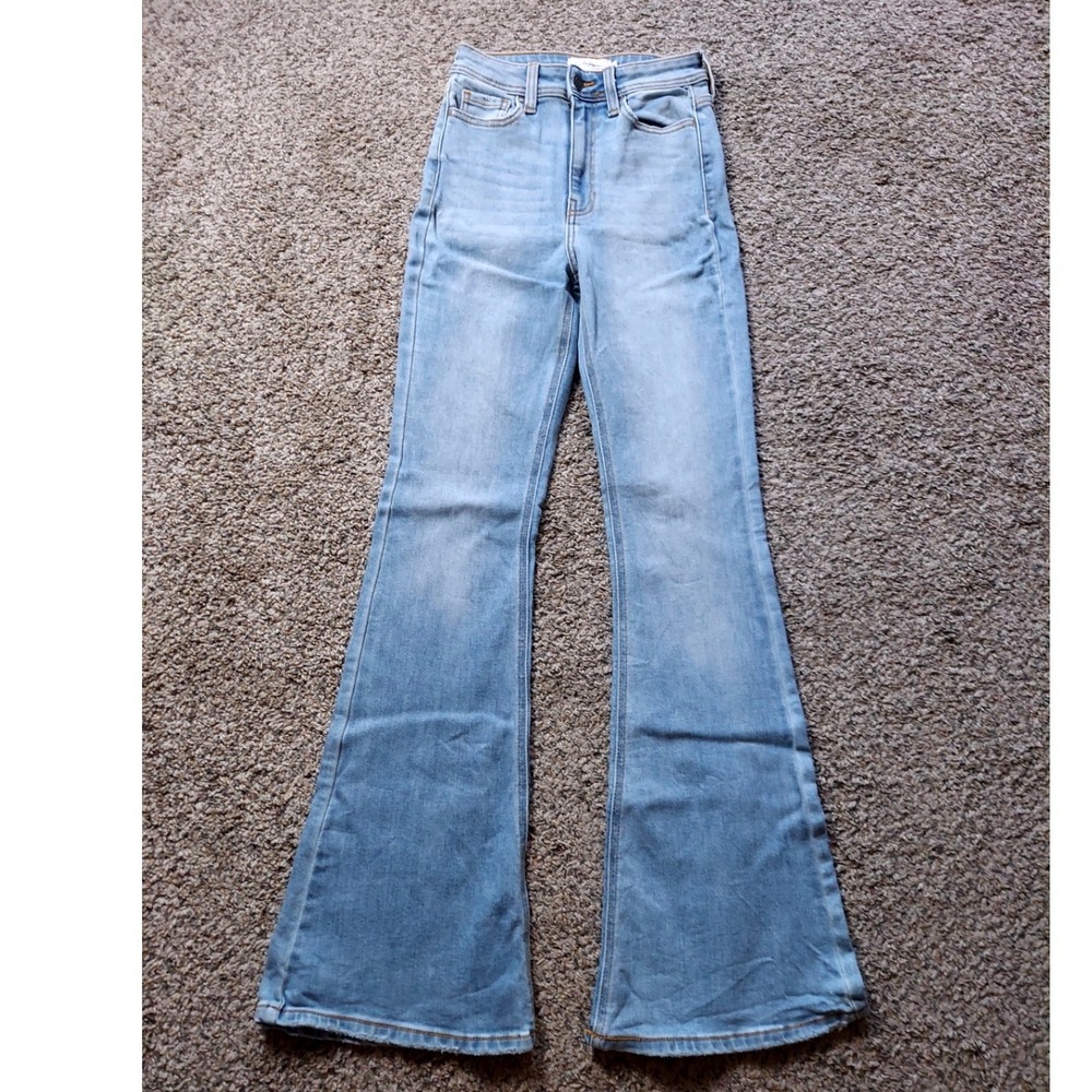 Carly Jean Los Angeles Jeans Womens 0 Light Wash Austin LT Flare High Rise Denim